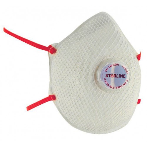 STARLINE V-9230-SLV KONİK TİP BAŞ LASTİKLİ VENTİLLİ FFP3 TEK KULLANIMLIK TOZ MASKESİ